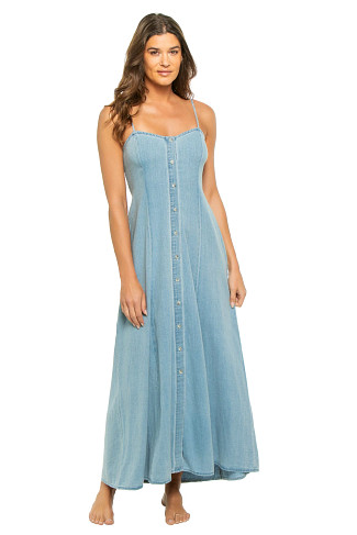 LAKE BLUE Angel Eyes Denim Maxi Dress