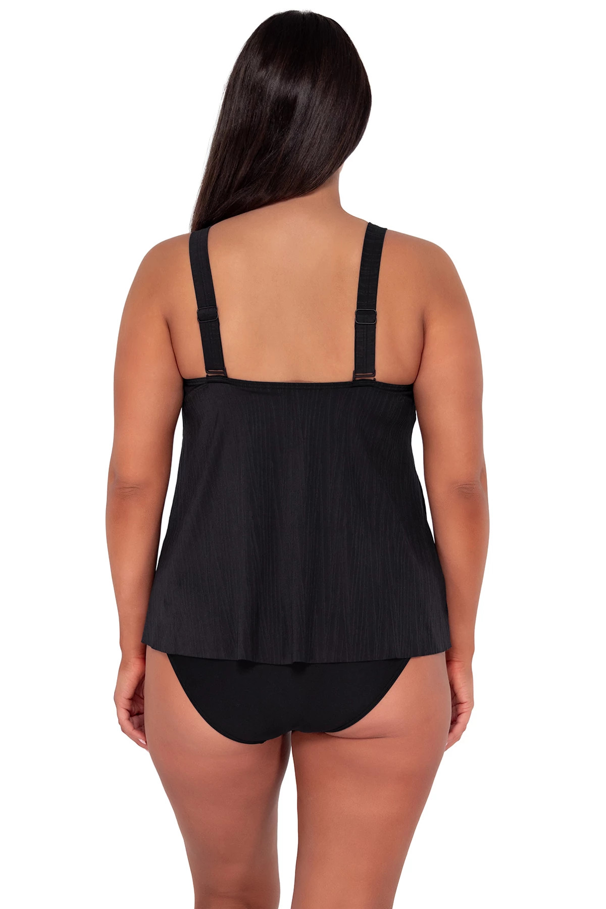 BLACK SEAGRASS TEXTURE Sadie Tankini Top image number 3