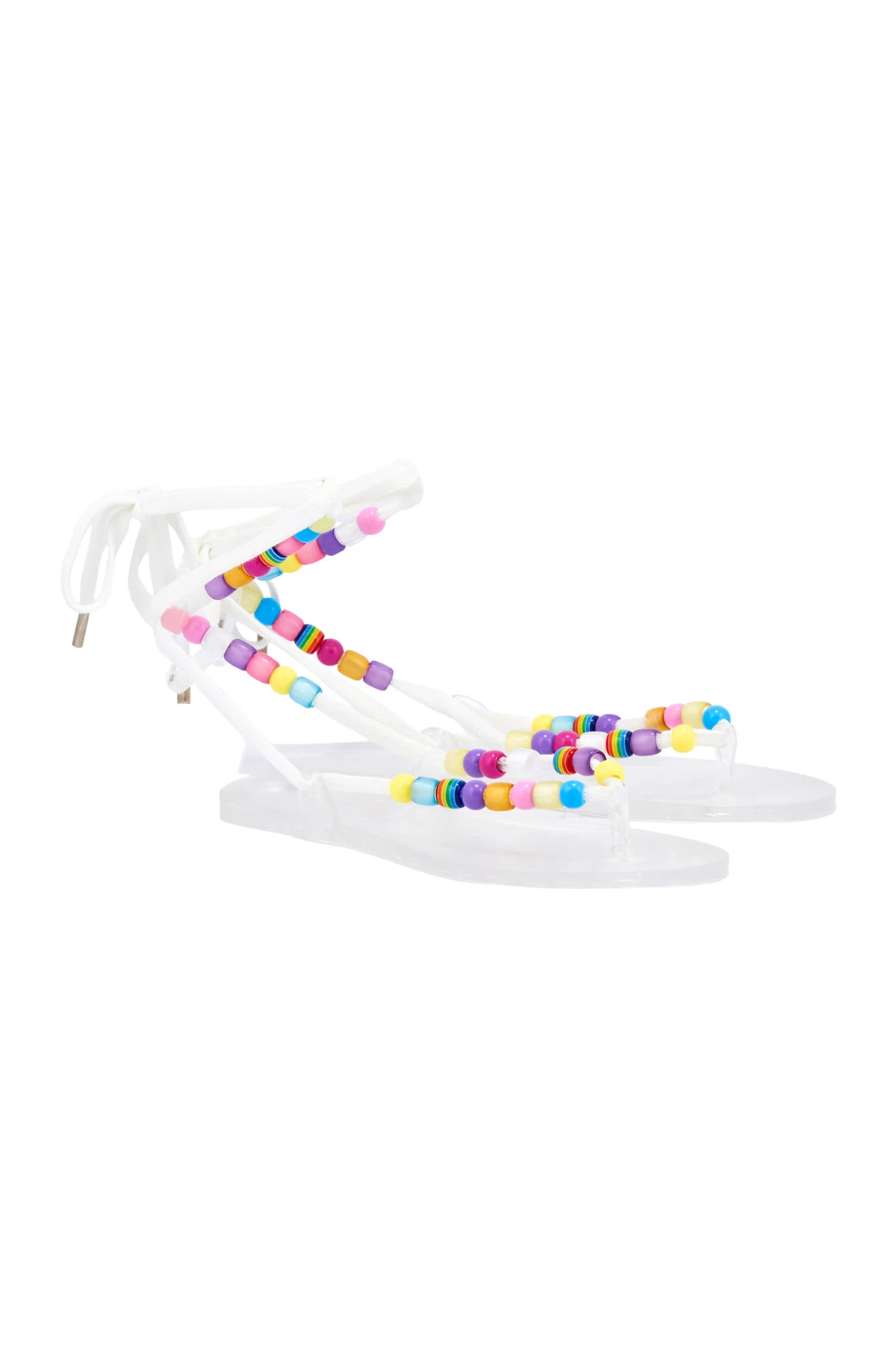 WHITE Esther Bead Sandals image number 3