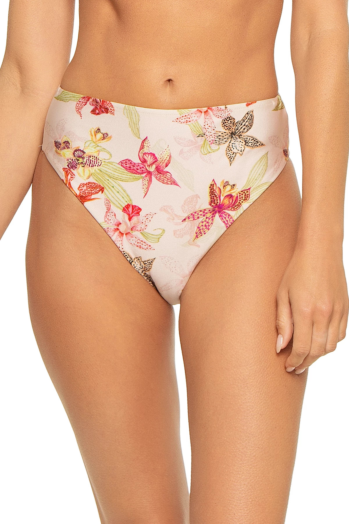 ROSE Orchid Print High Waist Bikini Bottom image number 1