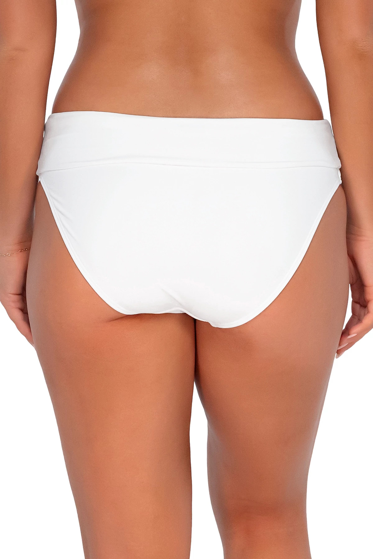 WHITE LILY Banded Foldover High Waist Bikini Bottom image number 6