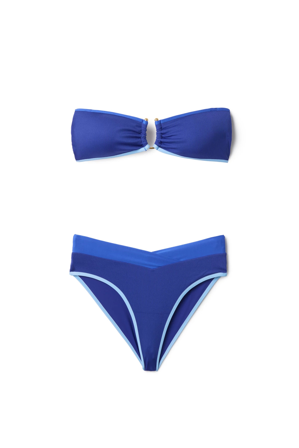 TIDAL BLUE Sorrento Ribbed Bandeau Bikini Top image number 3