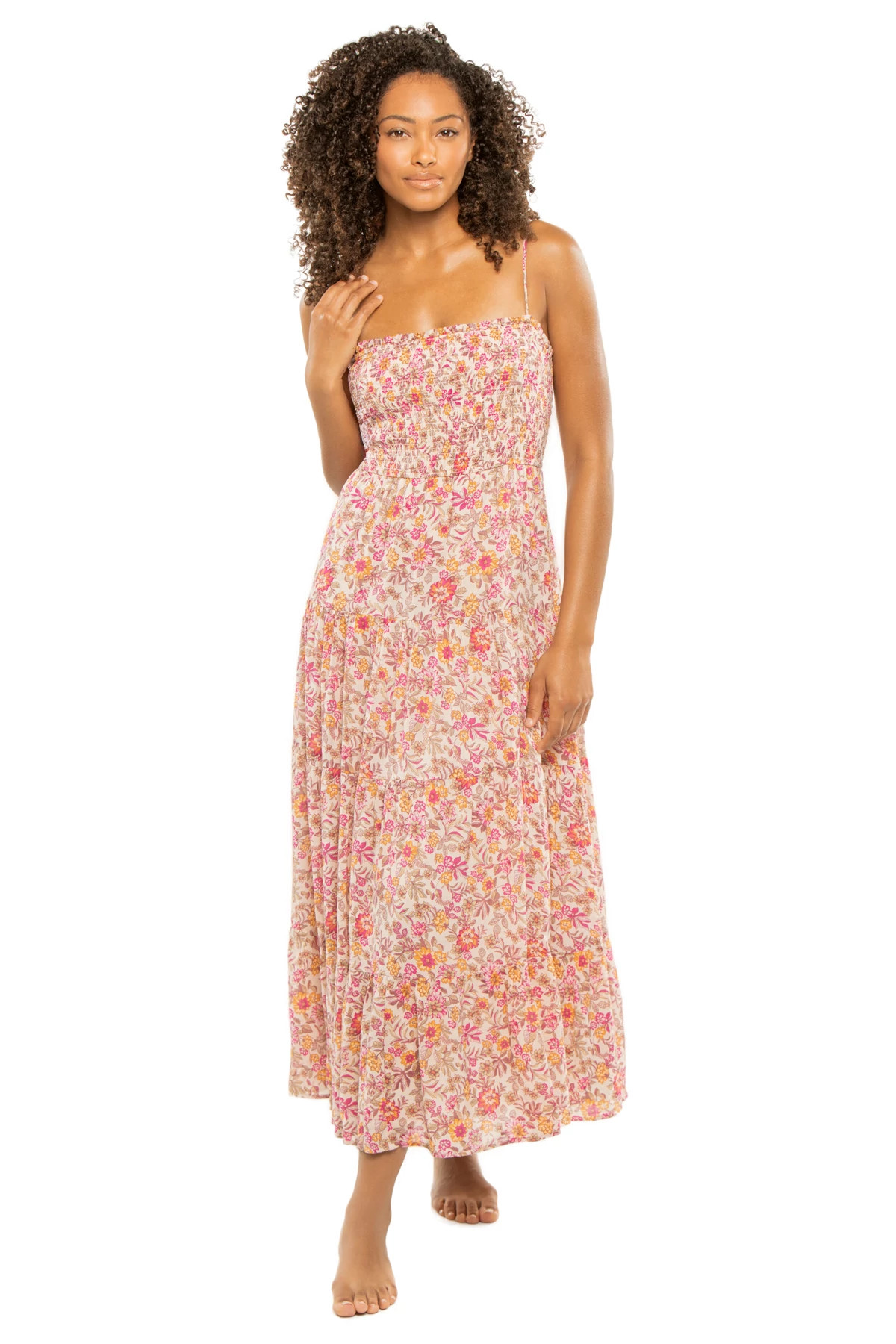 CACTUS FLOWER Balos Lima Floral Midi Dress image number 1