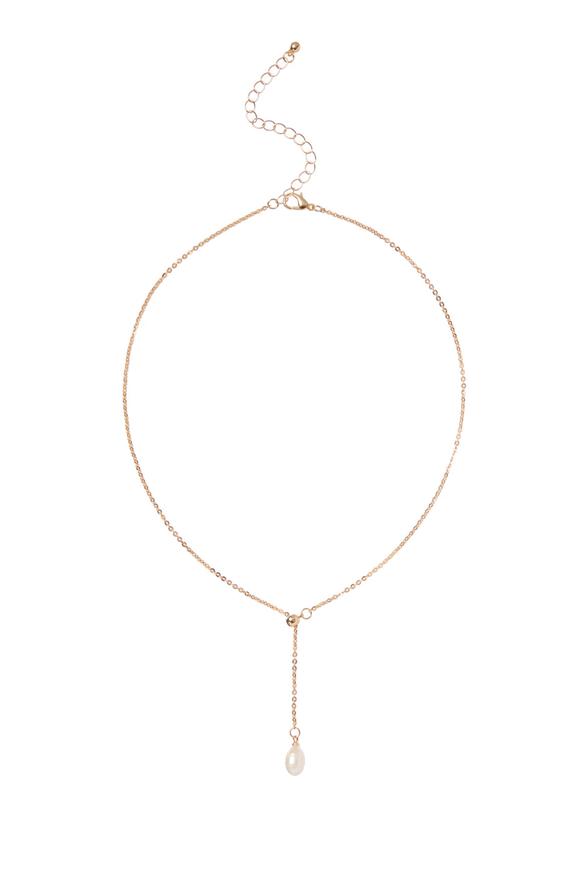 GOLD Pearl Drop Necklace image number 1