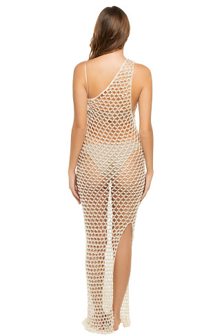 IVORY Serene Hand-Crocheted Asymmetrical Maxi Dress