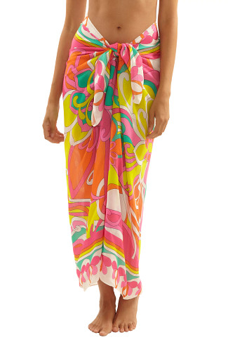 MULTI Elara Floral Print Sheer Pareo