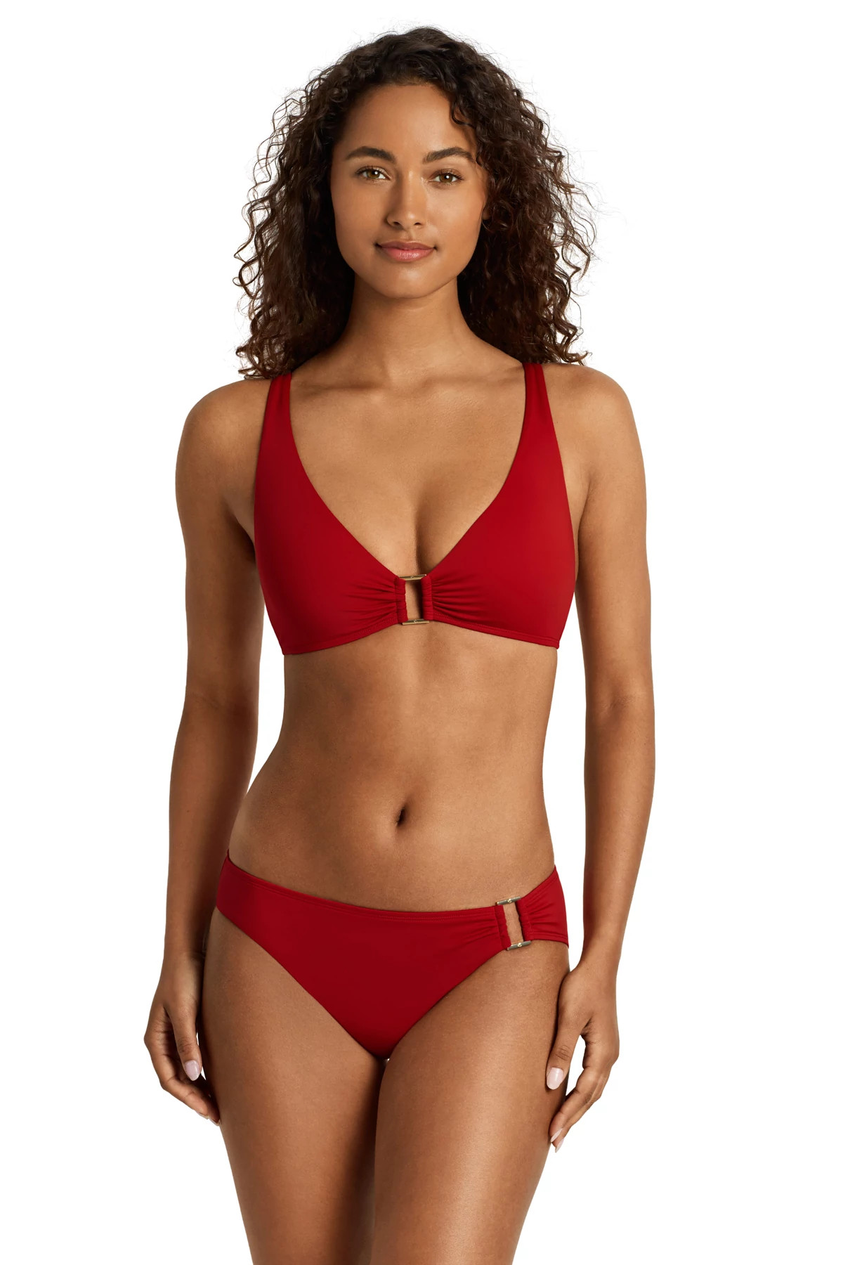 CRUISING RED Square Ring Bikini Top image number 1