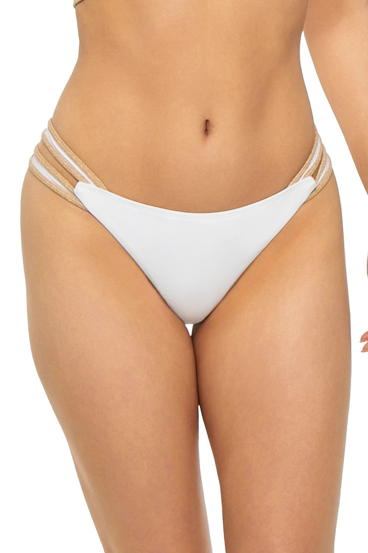 WHITE/GOLD Meggie Hipster Bikini Bottom image number 1