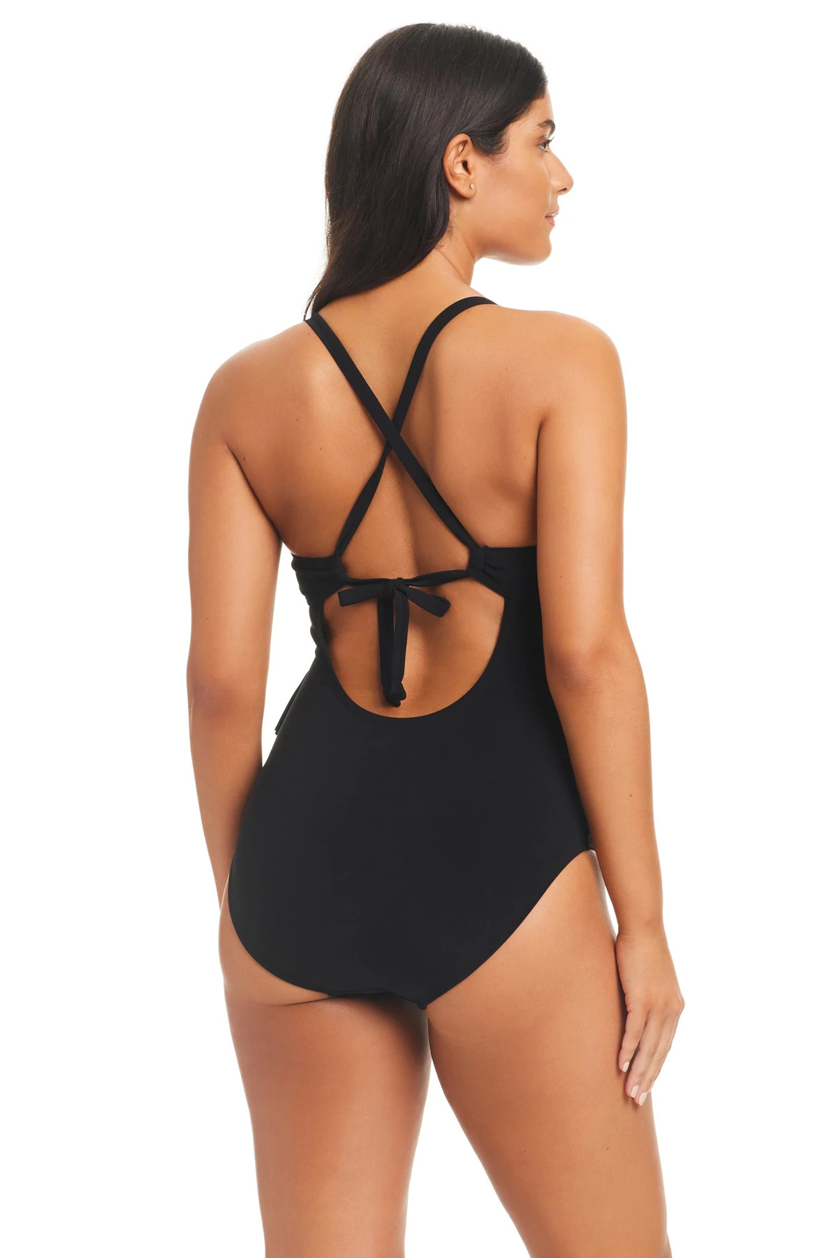 BLACK Ruffle One Piece Swimsuit image number 2