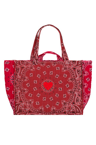 VINTAGE RED/REAL RED Maxi Cabas Coeur Quilted Tote