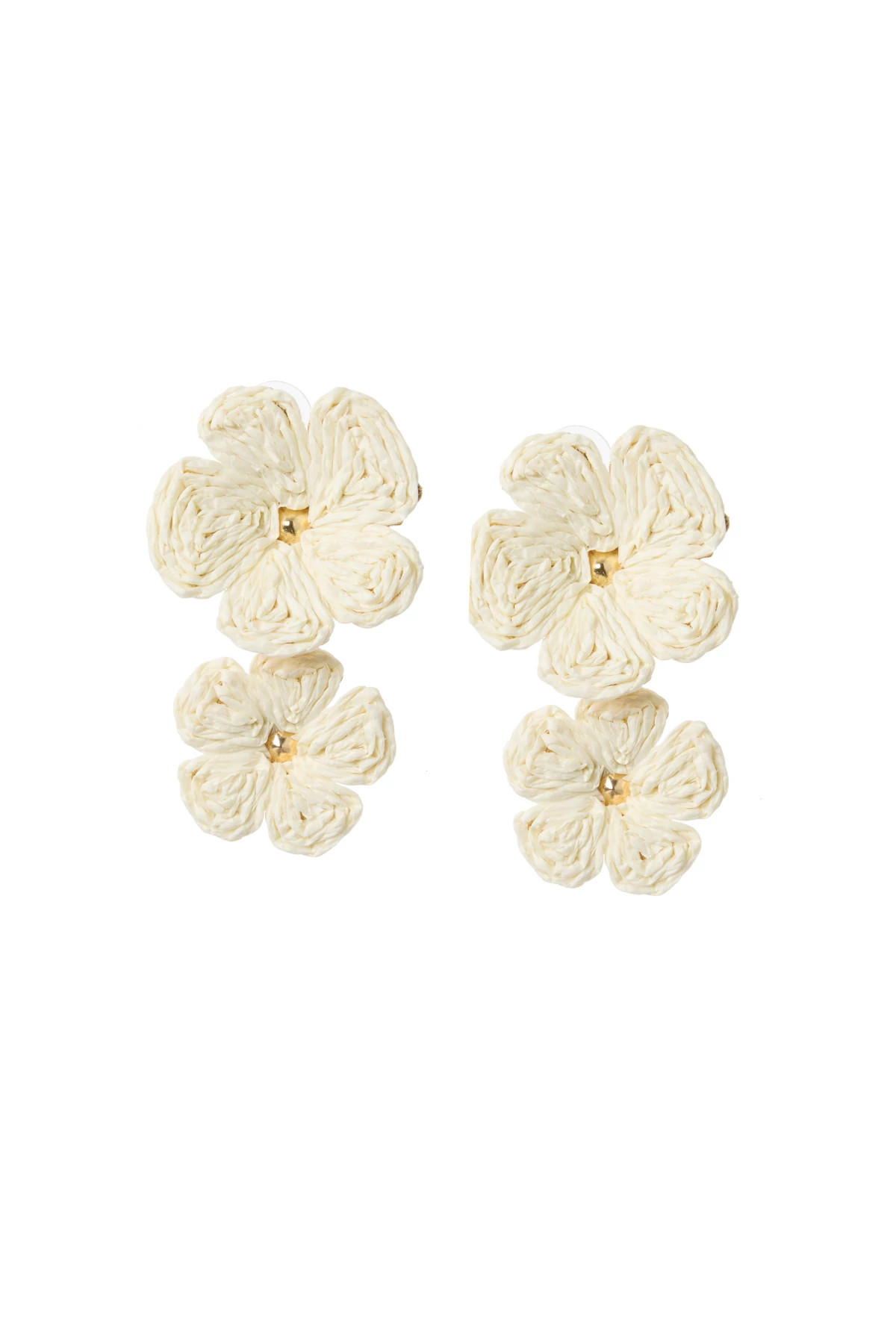 IVORY Floral Raffia Earrings image number 1