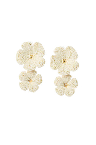 IVORY Floral Raffia Earrings
