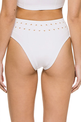 WHITE McKenzie Laser Cut Out High Waist Bikini Bottom