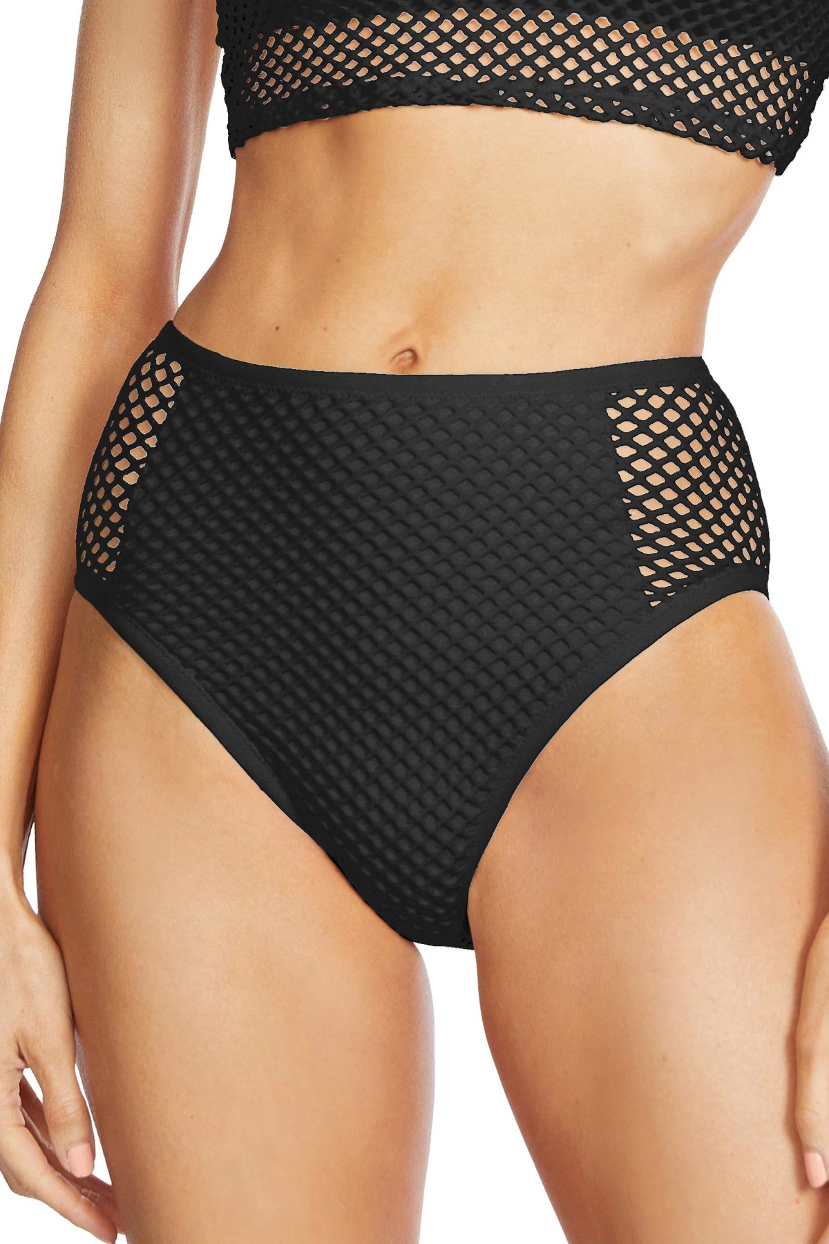 BLACK Pua Crochet High Waist Bikini Bottom image number 1