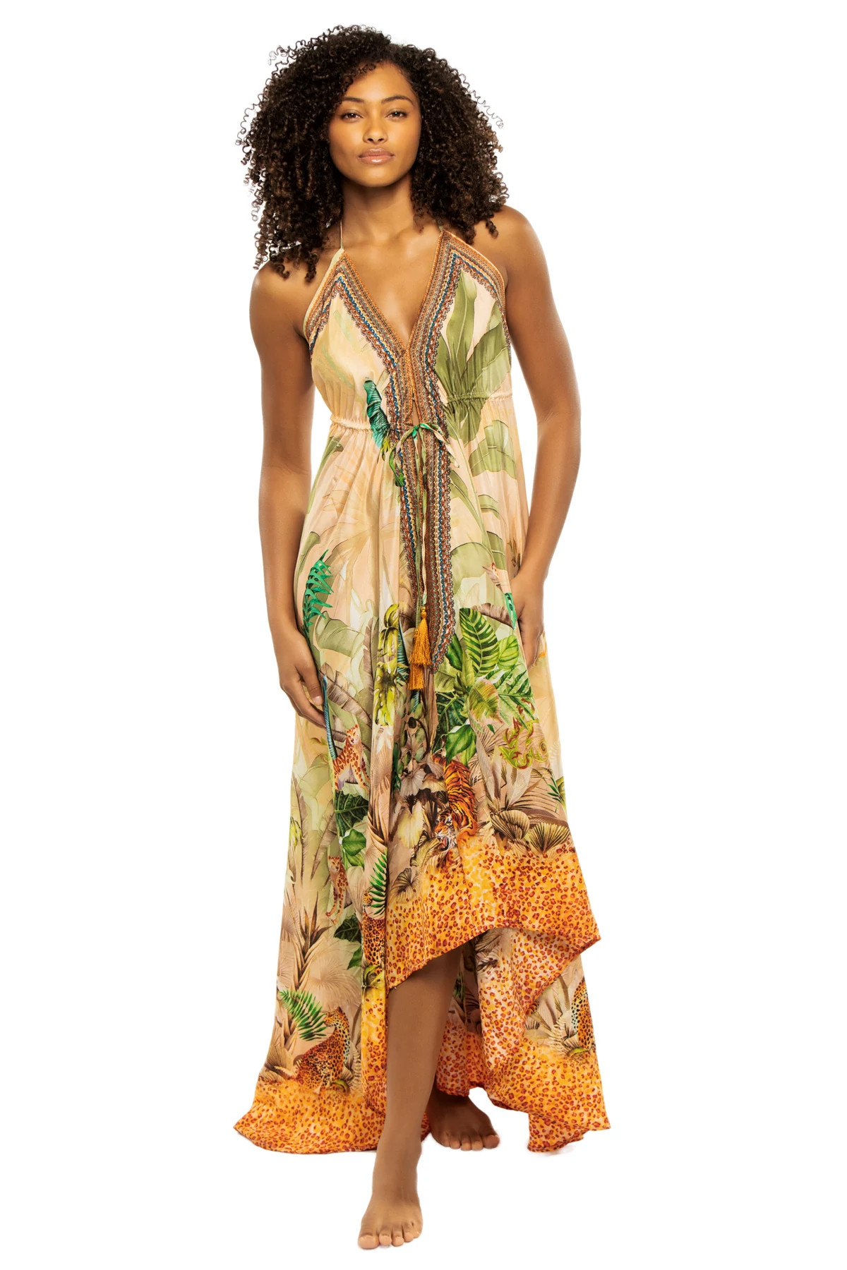 TROPICAL SCENARIO Tropical Scenario Halter Maxi Dress image number 1