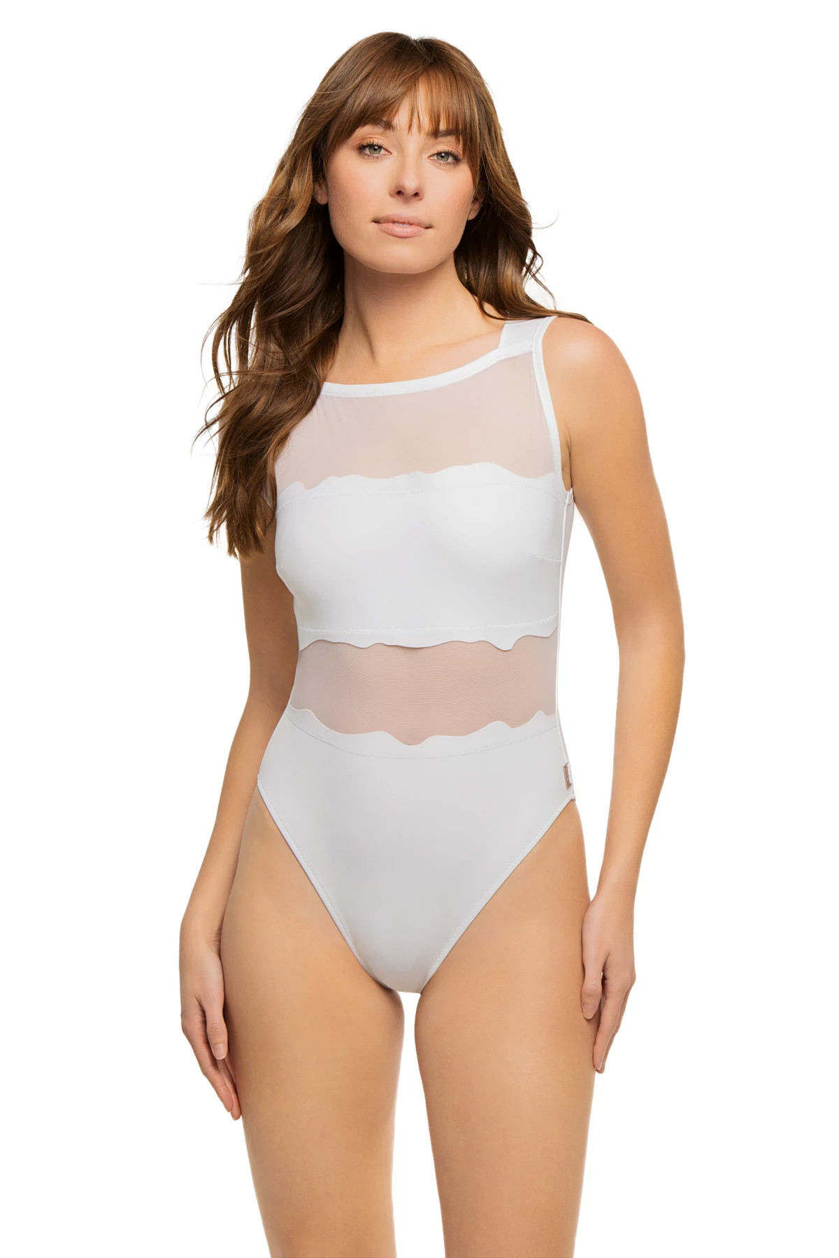 WHITE Billy High Neck One Piece Swimsuit image number 1