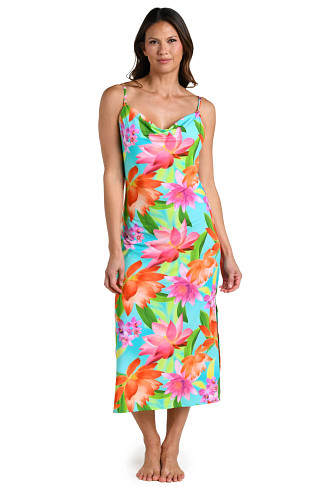 MULTI Floral Cowl Neck Midi Dress