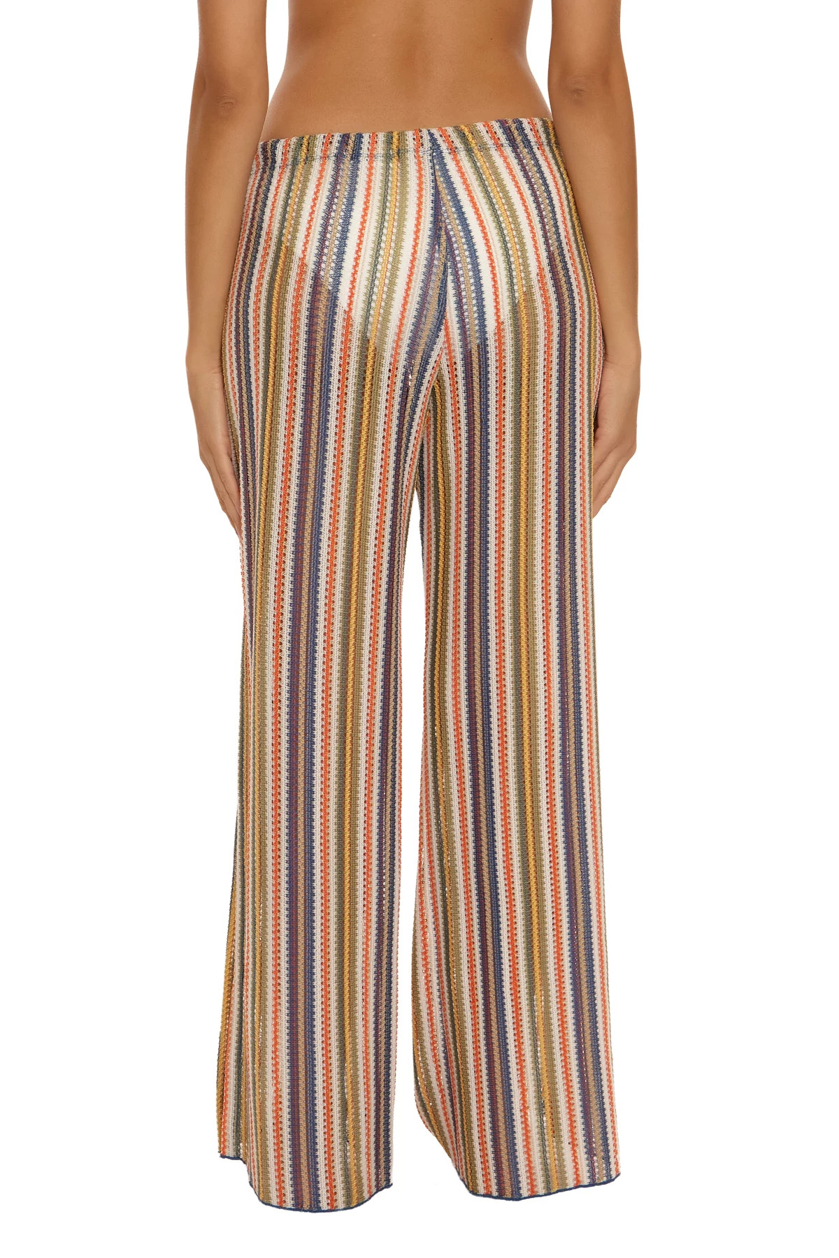 NAVY/TANGELO Seaside Striped Knit Cover Up Pants image number 3