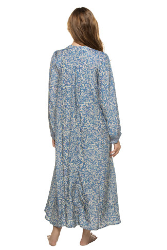 GLORIOSA PRINT CORNFLOWER Fiore Silk Maxi Dress