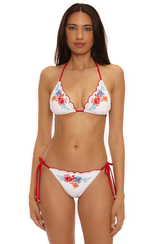 WHITE Cheryl Embroidered Triangle Bikini Top