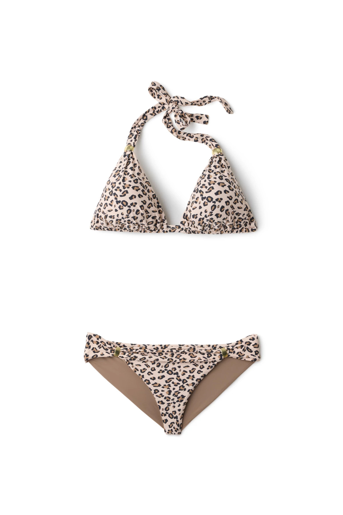 TAUPE LEOPARD Cameron Triangle Bikini Top (D+ Cup) image number 3