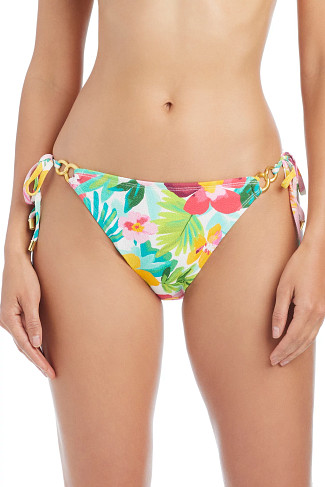 WHITE Love Blooms Hipster Tie Side Bikini Bottom