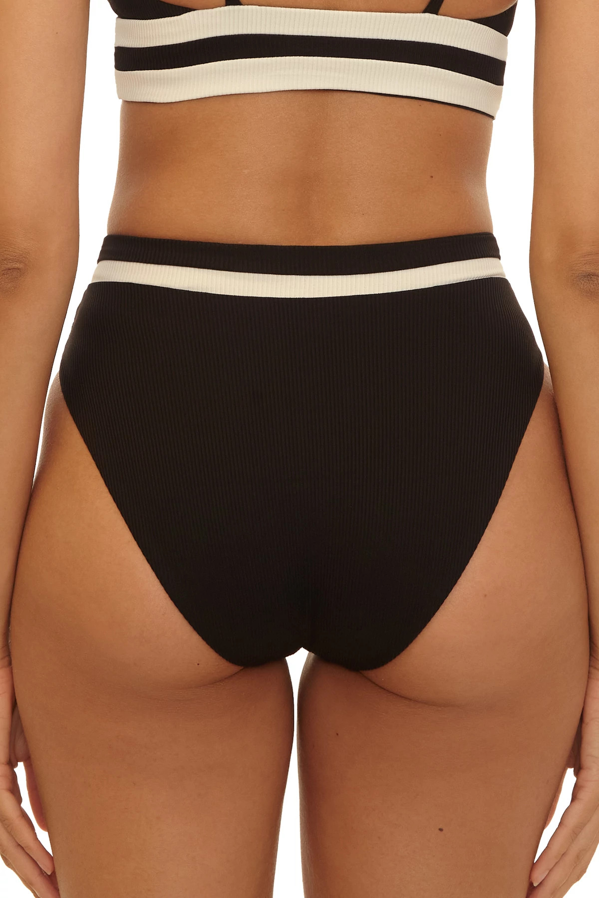 BLACK/TAN High Waist Bikini Bottom image number 2