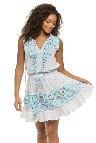 WHITE-TURQ Sparti Mini Dress