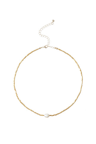 GOLD Beaded Pearl Necklace