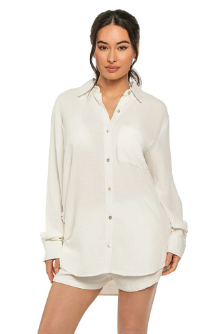WHITE Graphic Shirt Dress