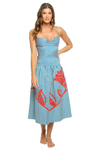 SKY STRIPES BLUE Sky Stripes Cotton Midi Dress