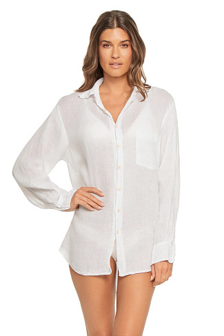 WHITE Brando Linen Boyshirt Cover Up
