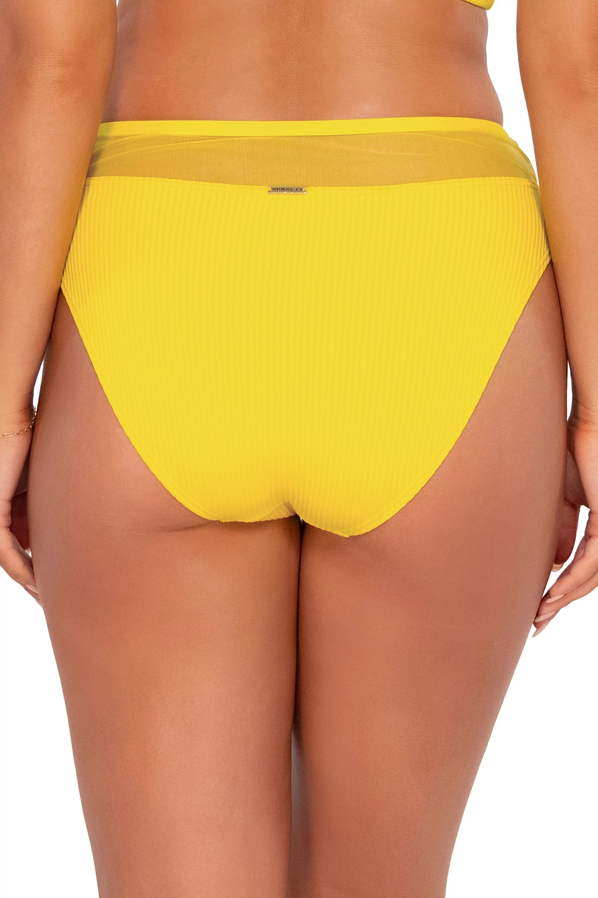 LEMON ZEST SANDBAR RIB Annie High Waist Bikini Bottom image number 2