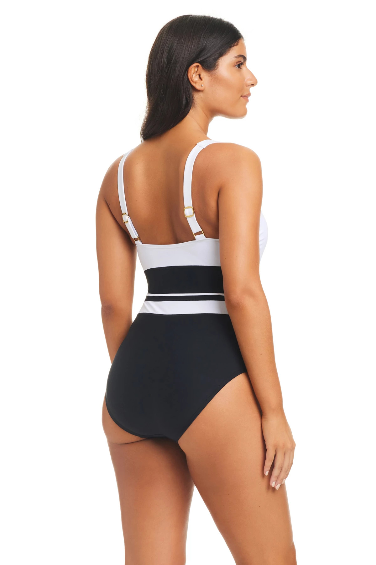 BLACK/WHITE Colorblock One Piece Swimsuit image number 2
