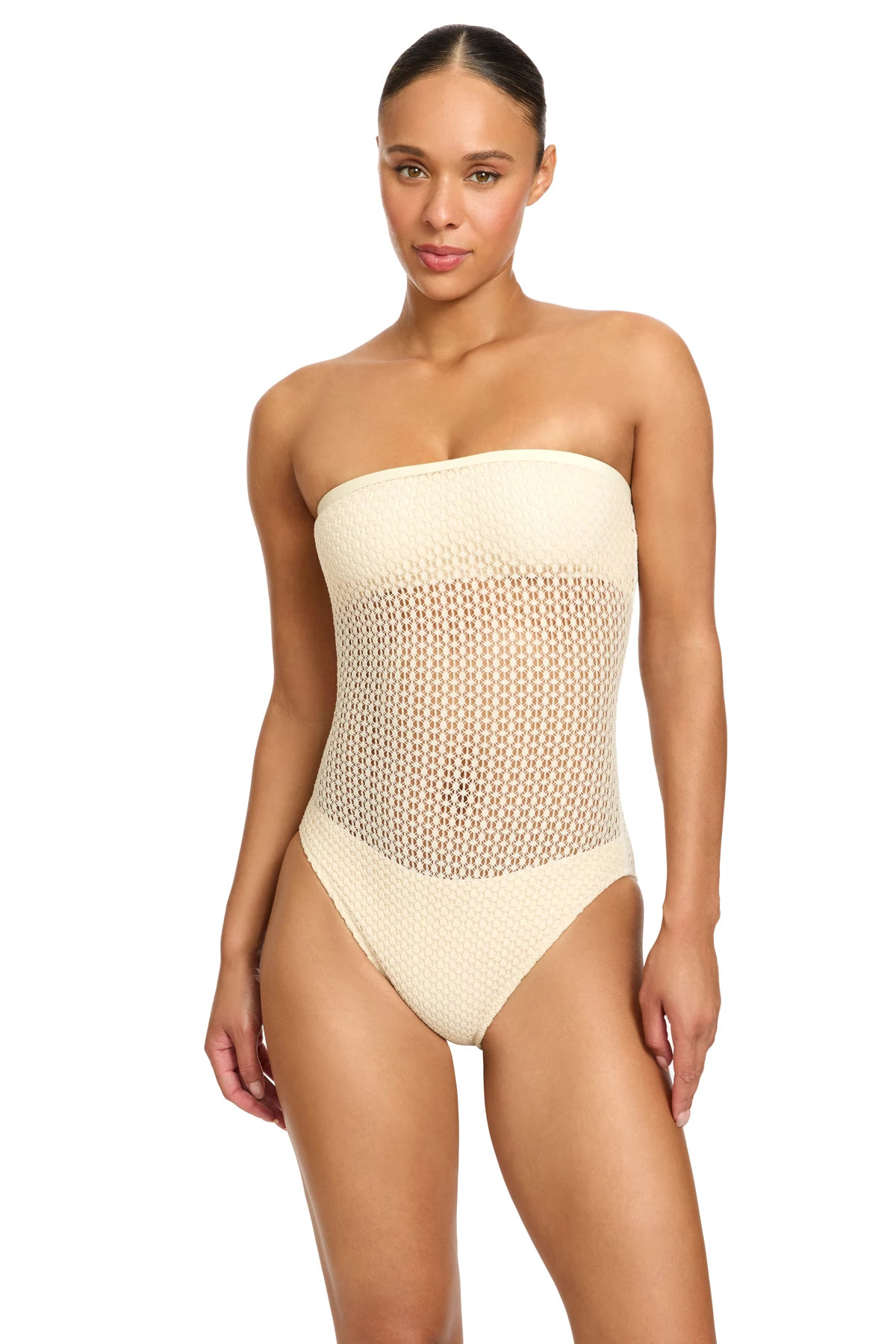 BISQUE Crochet Bandeau One Piece Swimsuit image number 1