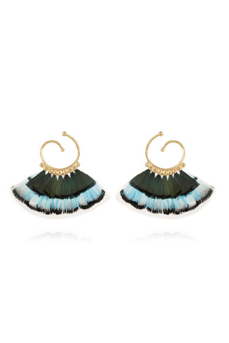 081 BLUE Buzios Feather Earrings