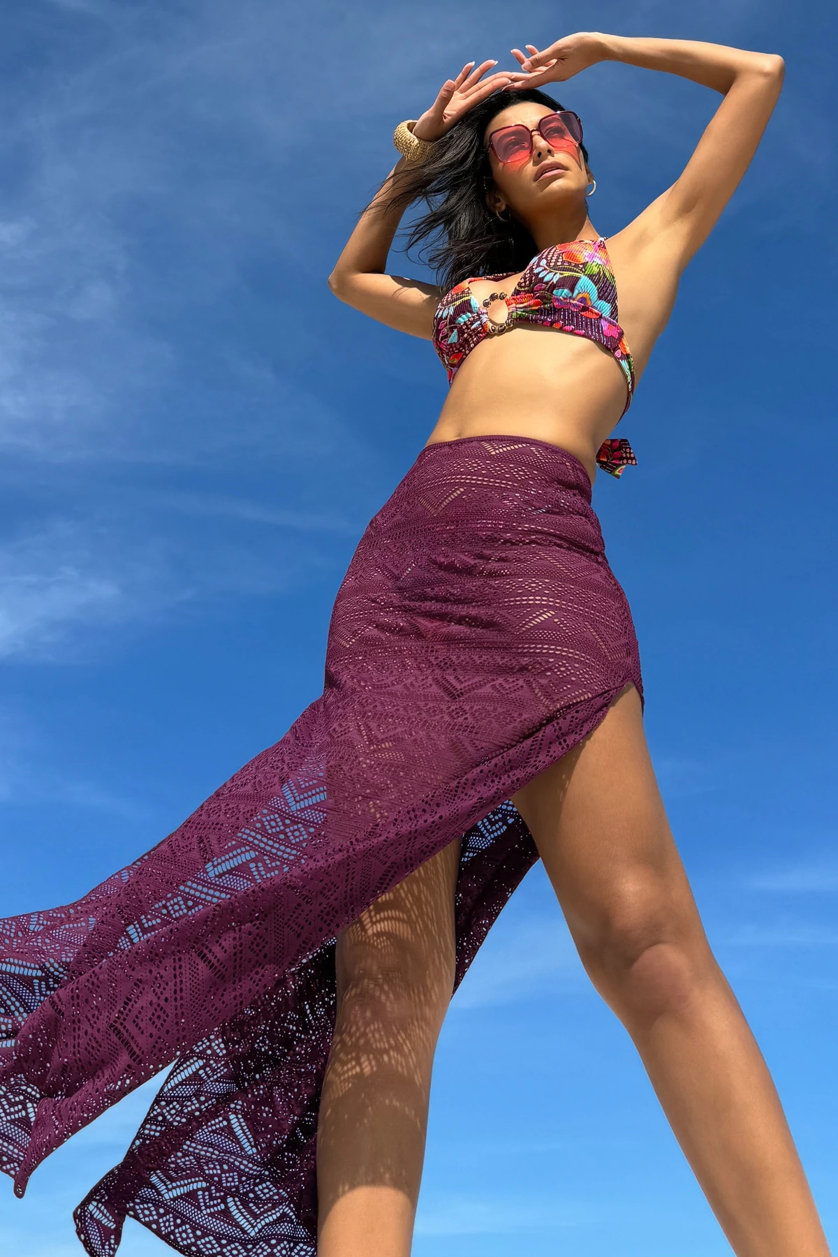 AUBERGINE Rose Maxi Skirt image number 6