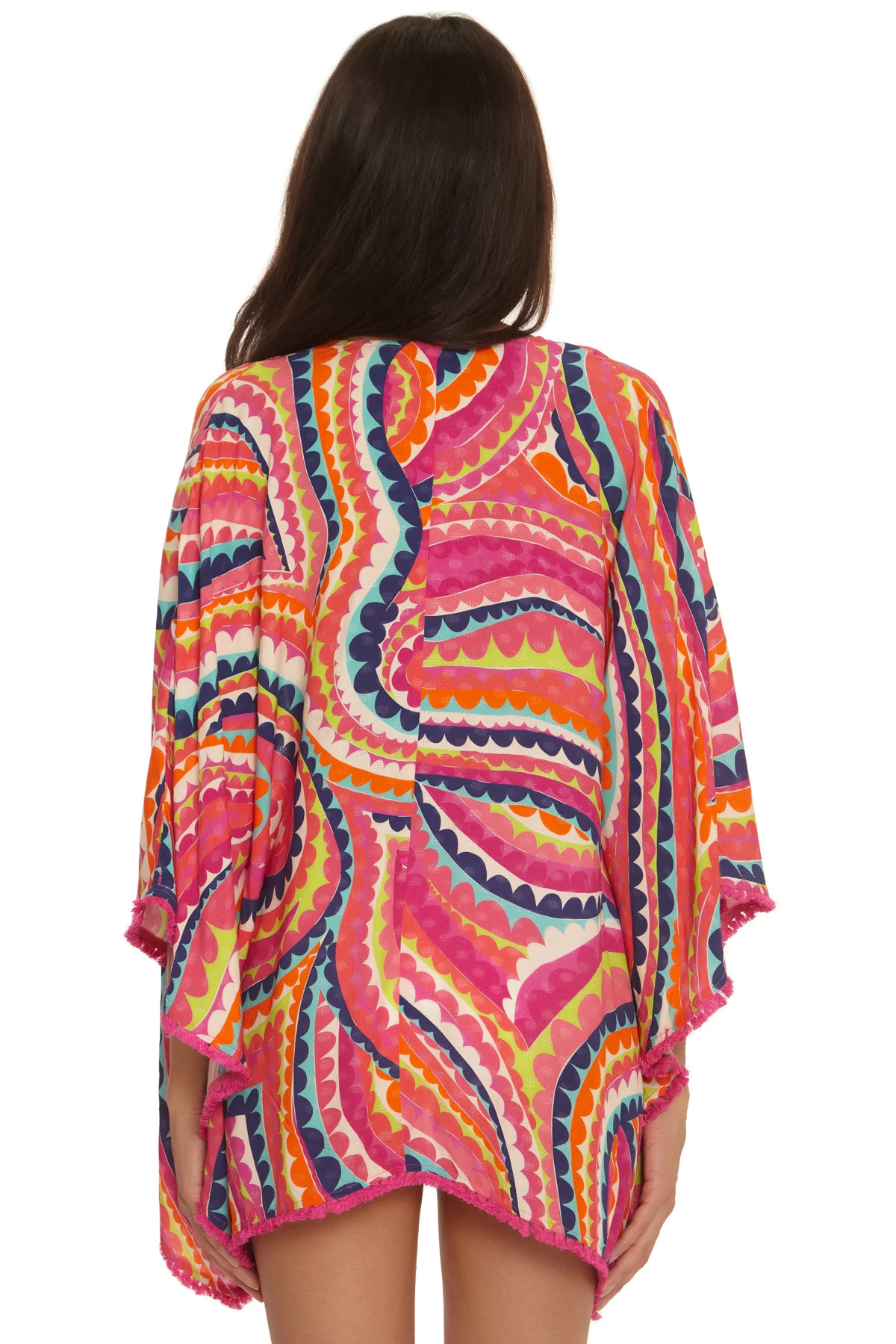 MULTI Swirl Fringe Kimono image number 2