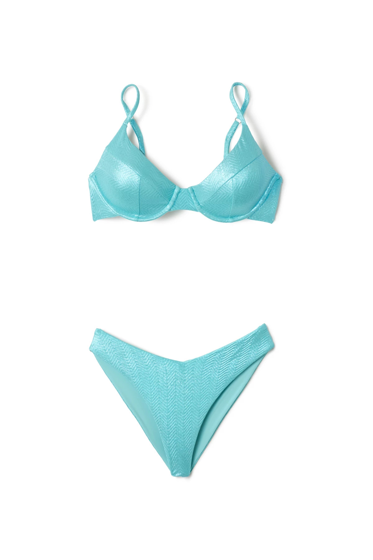 AQUA METALLIC Malibu Brazilian Bikini Bottom image number 3