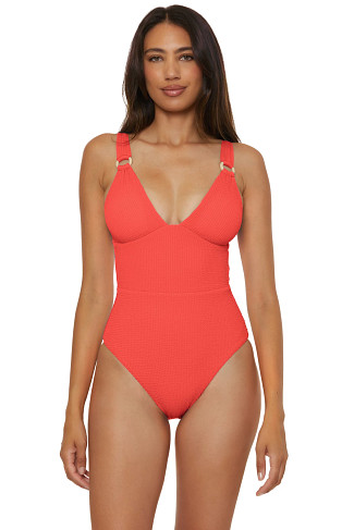 CORAL V-Neck One Piece Swimsuit
