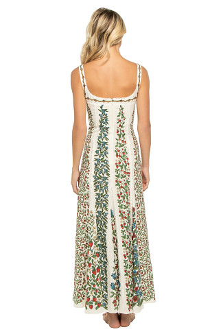 FRUIT BEAUTY OFF-WHITE Fruit Beauty Embroidered Maxi Dress