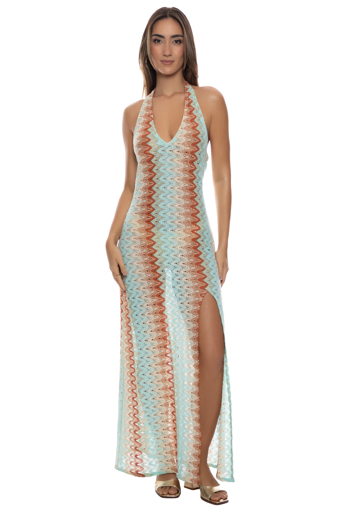 MULTI Metallic Zigzag  Maxi Cover Dress image number 1