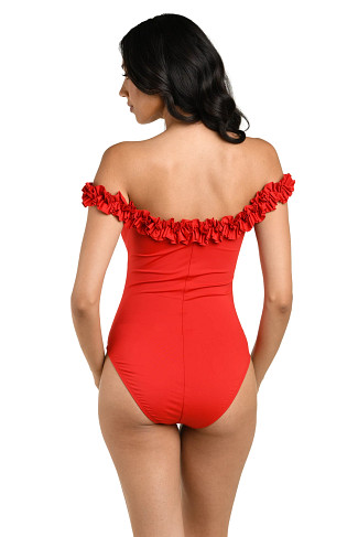 RUBY Ruffled Off Shoulder One Piece Swimsuit