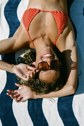 DEEP POOL Stripe Woven Beach Towel 