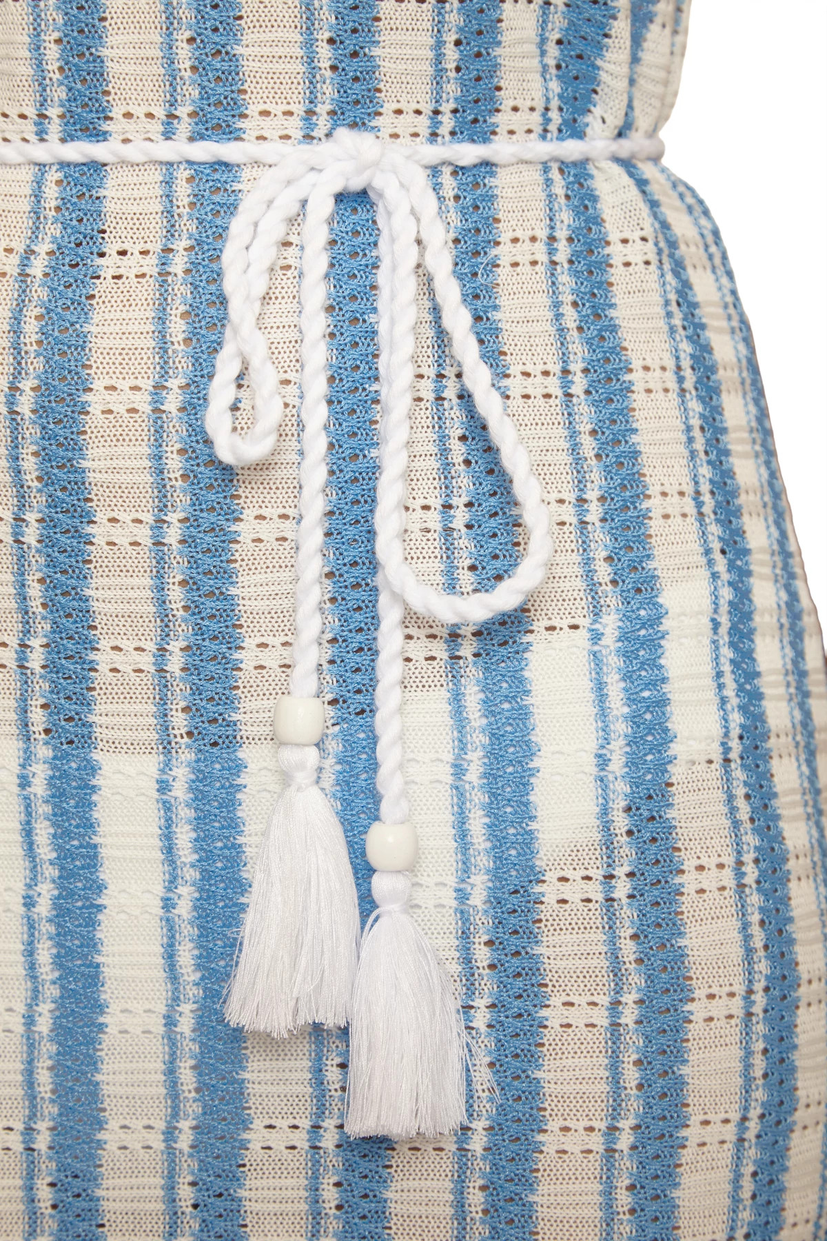 SKY BLUE Beachy Striped Crochet Midi Dress image number 5