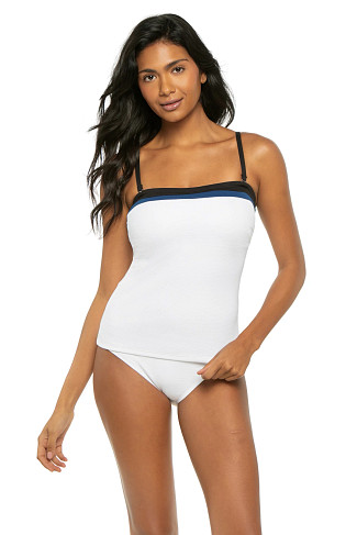 WHITE Colorblock Molded Bandeau Tankini Top