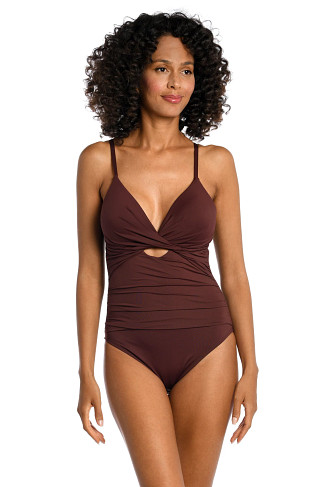 JAVA Twist Keyhole Plunge One Piece Swimsuit