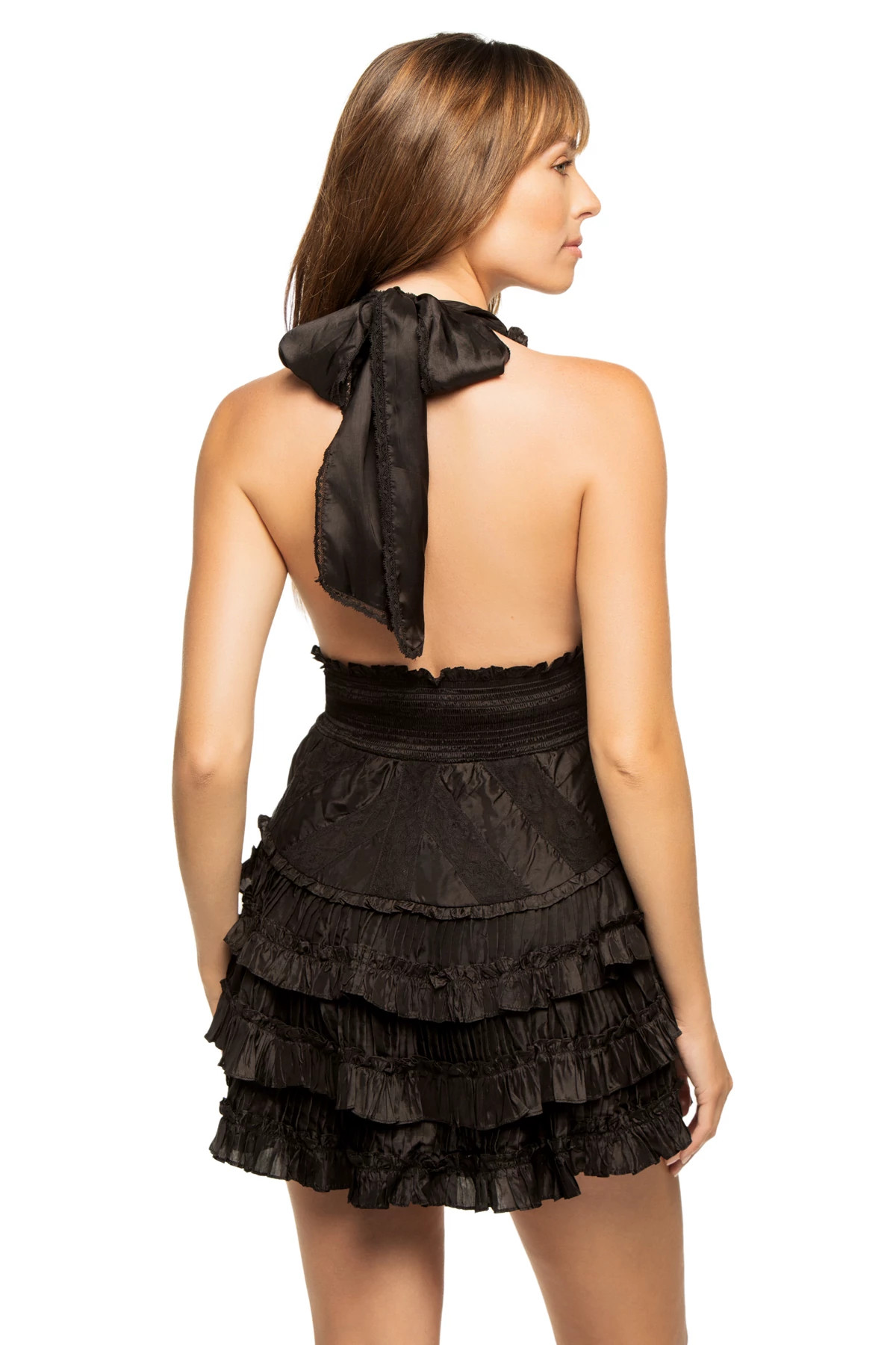 BLACK Quintelle Halter Mini Dress image number 2