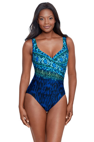 BLUE MULTI Alhambra Its A Wrap One Piece Swimsuit