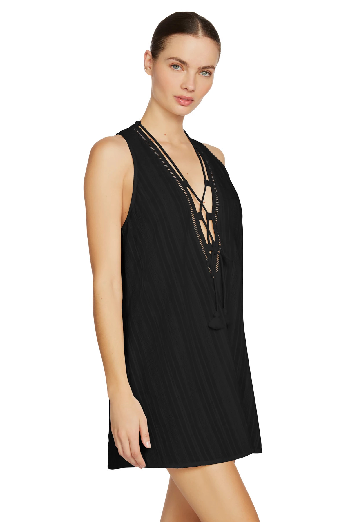 BLACK Michel Lace Up Tunic image number 3